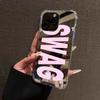 Simple Pink Letter Mirror Acrylic Soft Phone Case For Samsung Galaxy S25 S24 S23 S22 S21 Ultra Plus FE A06 A14 A23 A36 A52 Cover