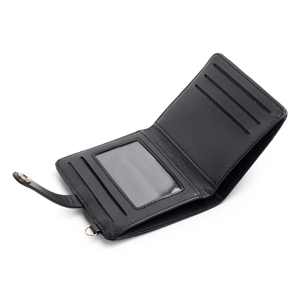 New Arrival Hot Sale Women'S Ultra-Thin Wallet Bifold PU Leather Card Clamp With Key Chain Zipper Document Package
