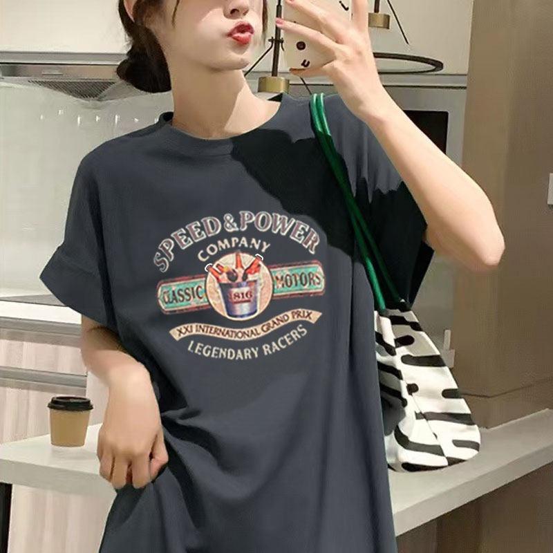Summer Dress for Pregnant Women Fashionable Summer Short-sleeved T-shirt Loose and Slimming Dress with Flying Sleeves