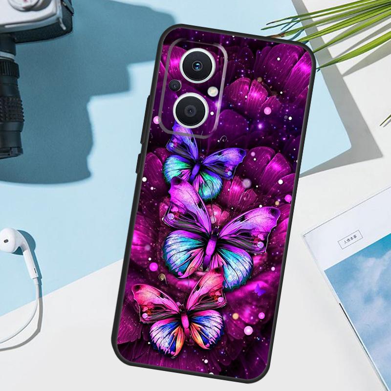 Black Beautiful Butterfly Cover For OPPO Reno 13 F 10 11 12 14 Pro 11F 12F 14F 7 8 Lite OPPO Find X9 X8 X5 X6 Pro Case