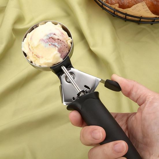 Ice Cream Scoop with Press Release, Stainless Steel Melon Baller, Non Stick Fruit Scoop for Watermelon, Kitchen Tool