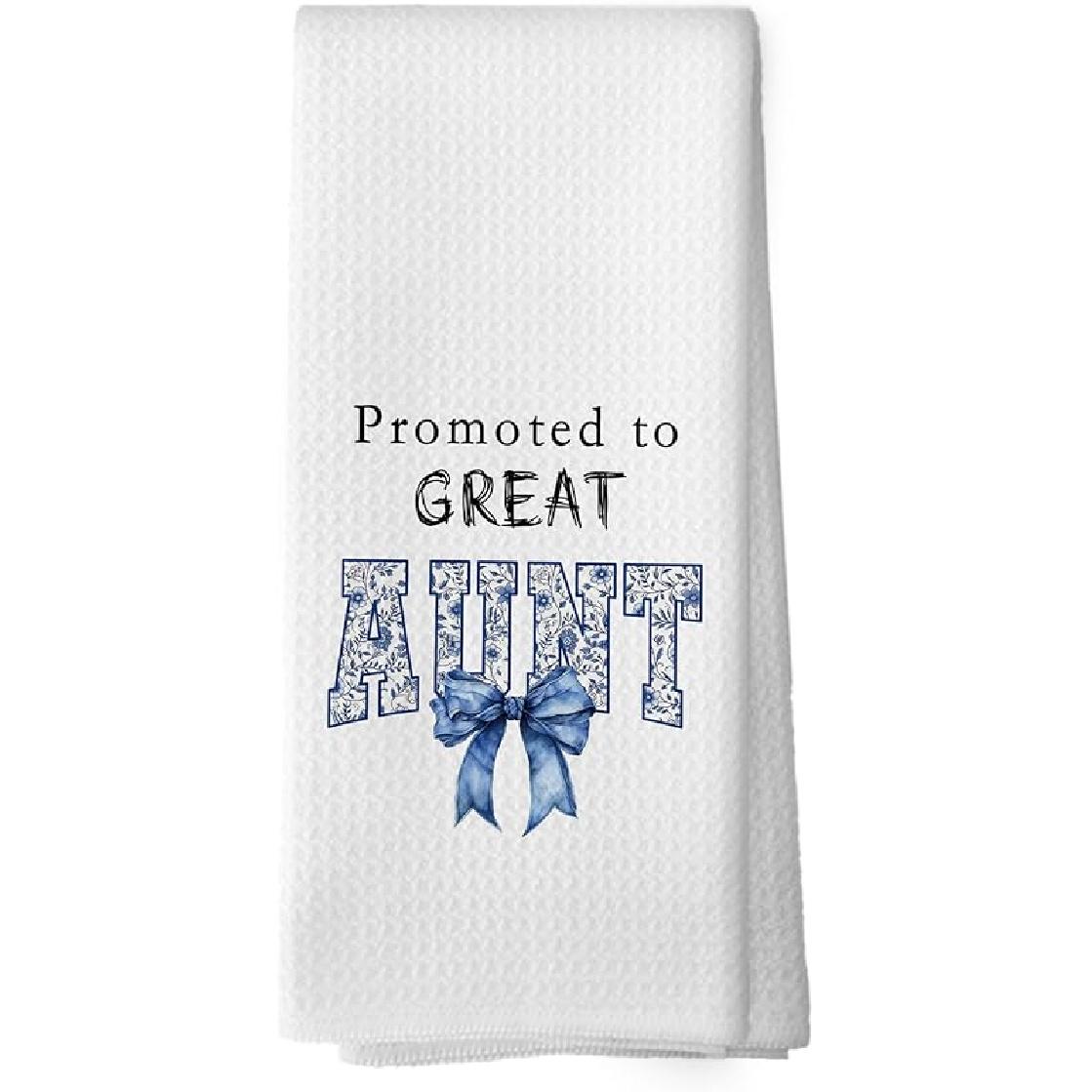 Aunt Chinoiserie Floral Bow Kitchen Towels, Auntie Aunt Gifts from Nephew Niece Hand Dish Towel, Best Aunt Gifts, Baby Announcement Decorative Tea белый
