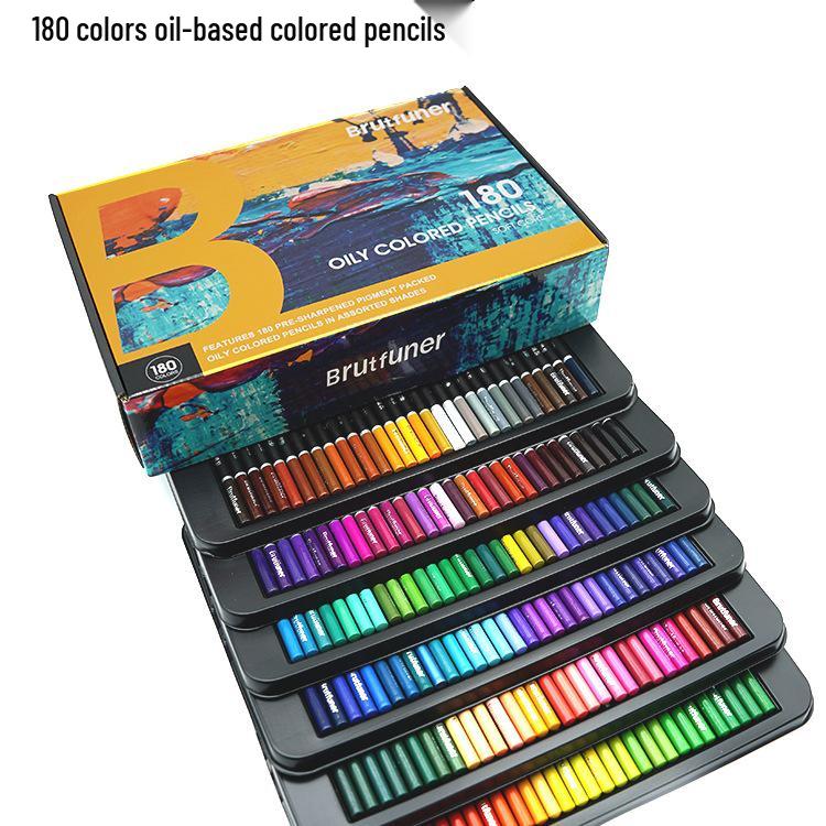 Brutfuner Black Barrel Oil-Based Colored Pencils - Thick Core, Soft, Available In 72, 120, or 180 Colors, In Tin or Paper Box