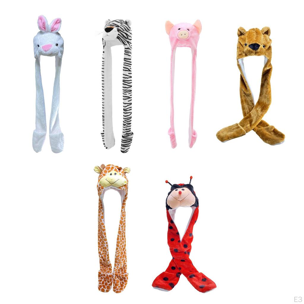 3 in 1 Animal Hat Gloves Scarf, Halloween Fancy Dress Winter Warm Soft Cosplay Photo Props Costume