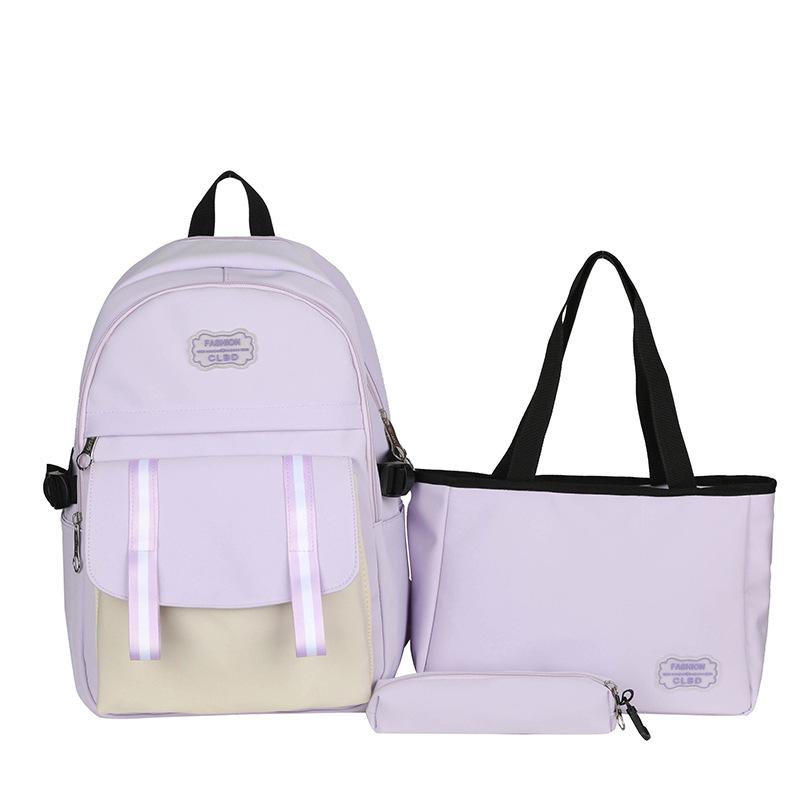 Three-Piece Backpack Set Student Schoolbag Shoulder Bag Female Large Capacity Backpack with Pen Bag