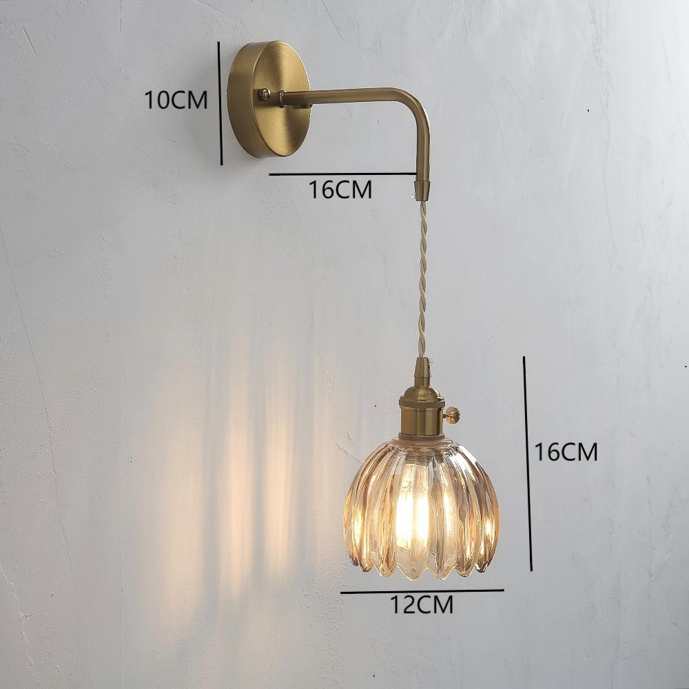 Japanese Retro Floral Glass Wall Lamps for Bedroom Study Led Mirror Light with Adjustable Wall Sconce Modern Simple Bedside Lamp