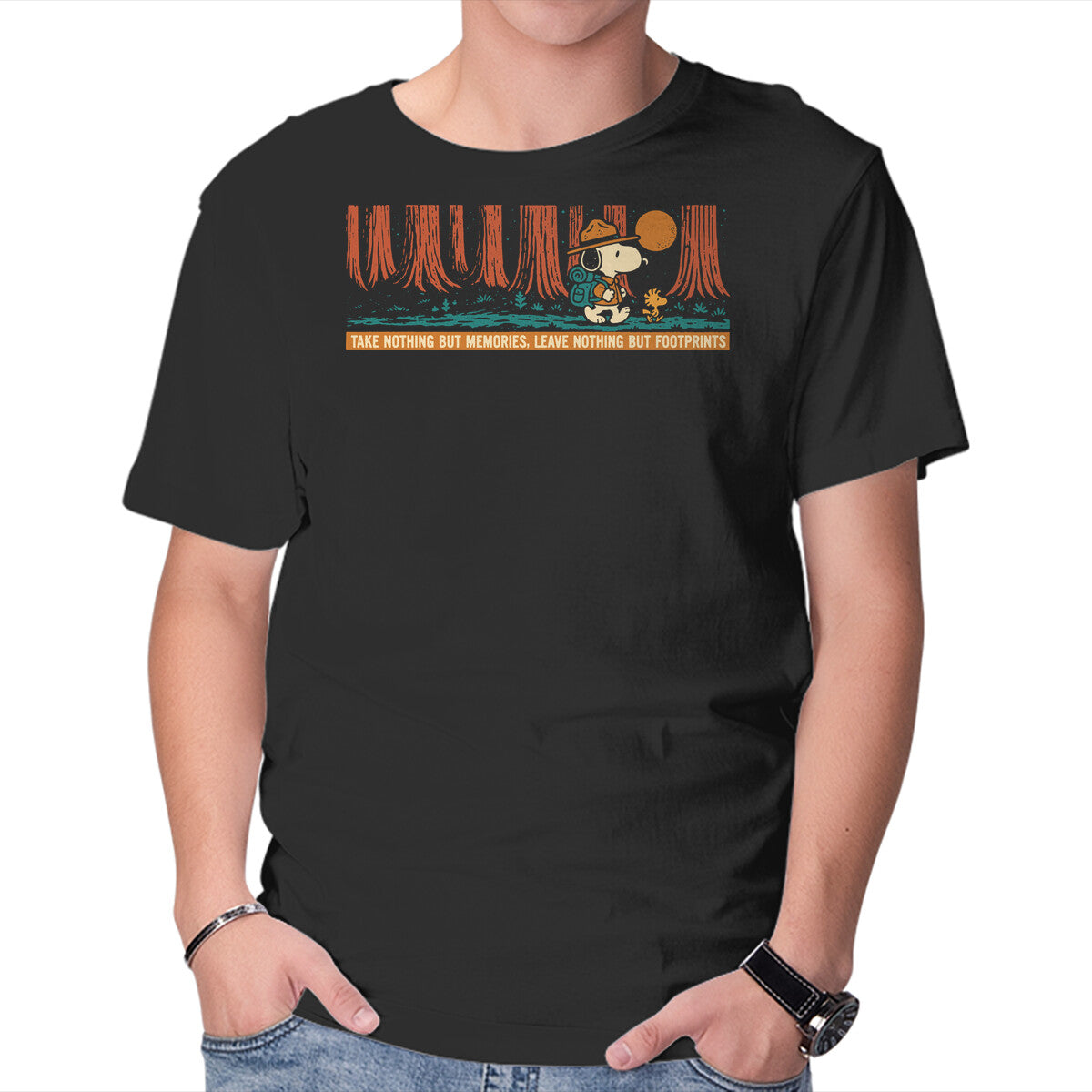 Unisex Crew Neck T-Shirt Leave Nothing But Footprints Graphic Short Sleeve Casual Tee L