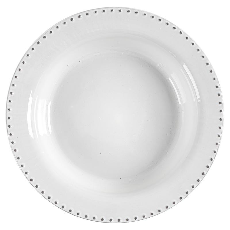 Retro Style Relief Pearl Straw Hat Bowl Household Ceramic Large Bowl Soup Bowl Salad Bowl Tableware Pasta Bowl Restaurant Plate