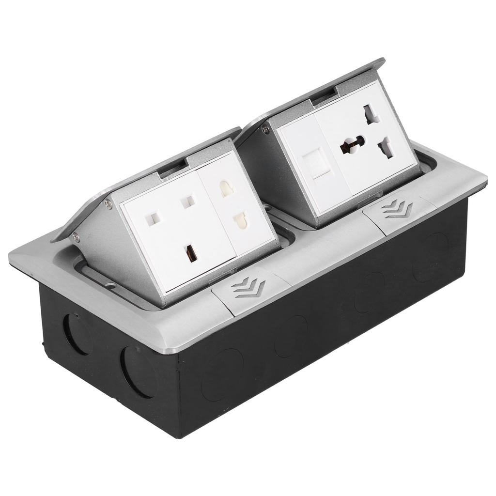 Boden Pop Up Outlet Socket Verborgen Multifunktions Silber Aluminium Legierung UK Standard