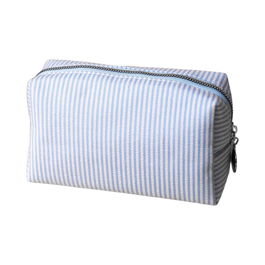 Striped Embroidery Makeup Bag Travel Cosmetic Organizer Waterproof Portable Toiletry Pouch For Women