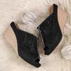 Sandali da Donna in Denim Pantofole Sandali con Zeppa Estivi Donna Bocca di Pesce Zeppe con Tacco Alto