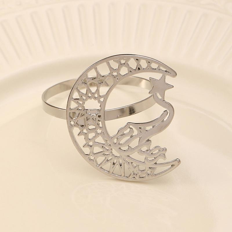 Eid Mubarak Curtain Clip Ring Gold Silver Color Crescent Ring Towel Clip Happy Eid Party Decor Supplies Ramadan Kareem Supplies