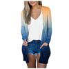Women's Fashion Loose Casual Pocket Print Long Sleeve Cardigan Jacket Tops