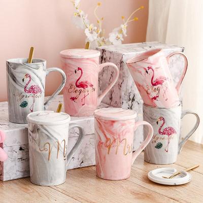 Marble Mug Ceramic Cup Gift Box Coffee Cup Couple Creative Water Cup with Lid Spoon