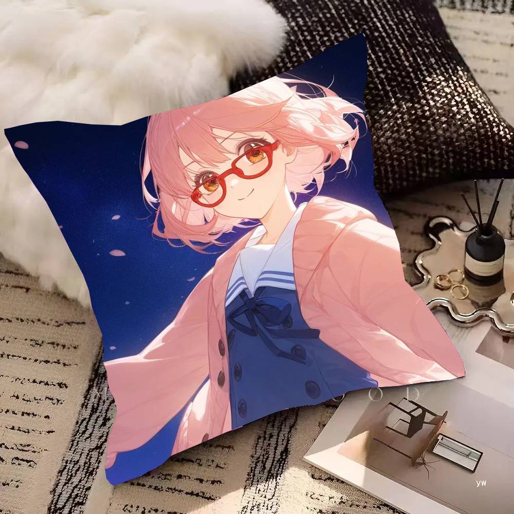Kuriyama Mirai Animation Kyoukai No Kanata Pillow Case Fashion Square Pillowcase Bedroom Sofa Room Ins Decoration Leisure