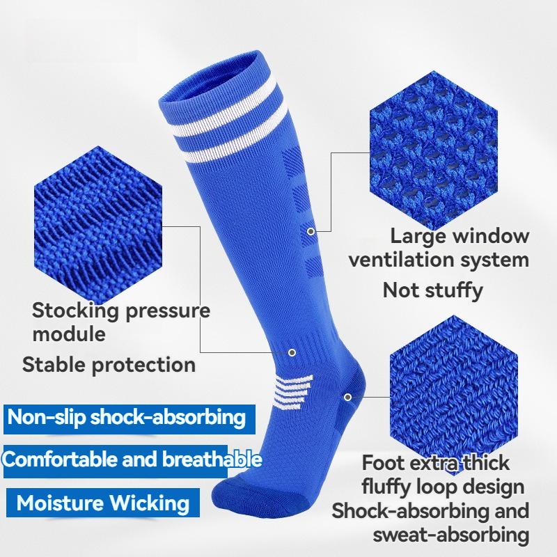 Șosete de fotbal groase, antiderapante, cu talpă din prosop, ciorapi de antrenament respirabili până la genunchi, joc practic pentru adulți, juniori, copii