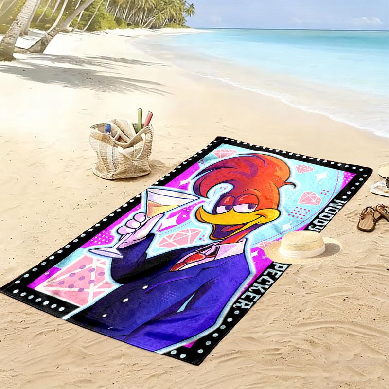 Woody Woodpecker Print Beach Towel, Large Soft Quick Dry Towel for Beach Camping Swimming