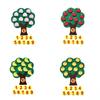 Peache Orange Banana Pear Apple Fruits Tree Felt Math Learning Education Board