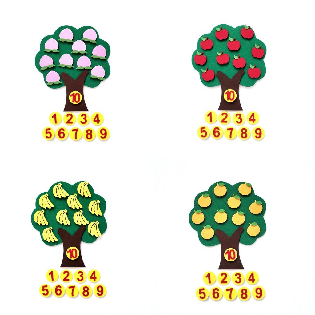 Peache Orange Banana Pear Apple Fruits Tree Felt Math Learning Education Board