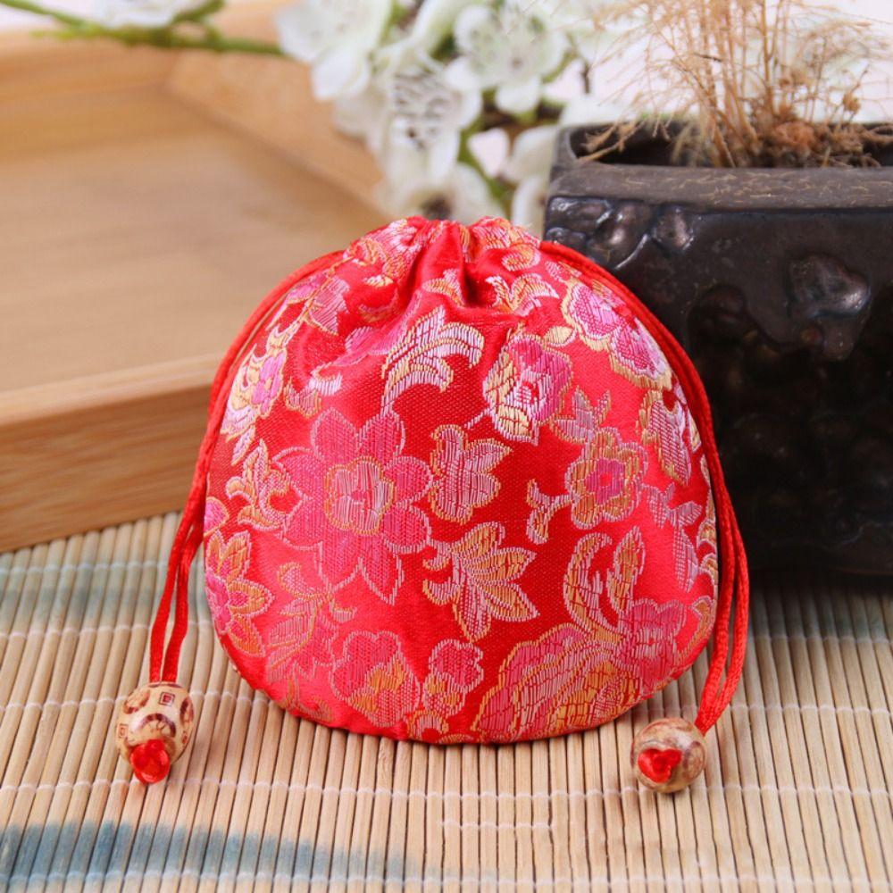 Jewelry Packing Bag Embroidery Flower Drawstring Bag Floral Festive Sugar Bag  Party