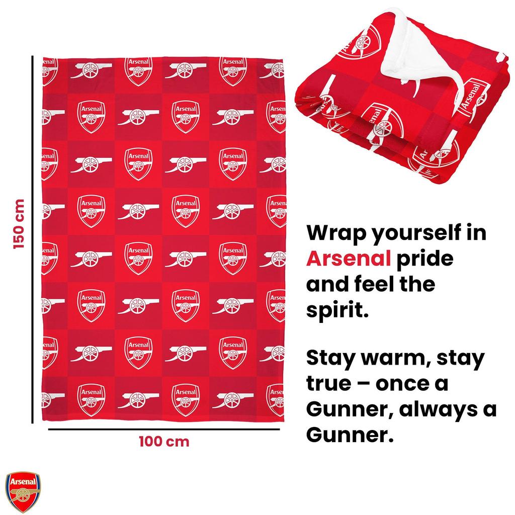 Arsenal FC Polyester Checkered Fleece Blanket