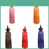 Halloween Cloak Costume For Children And Adults Golden Witch Cape With Sewn Craft Wizard Five-star Hat Black