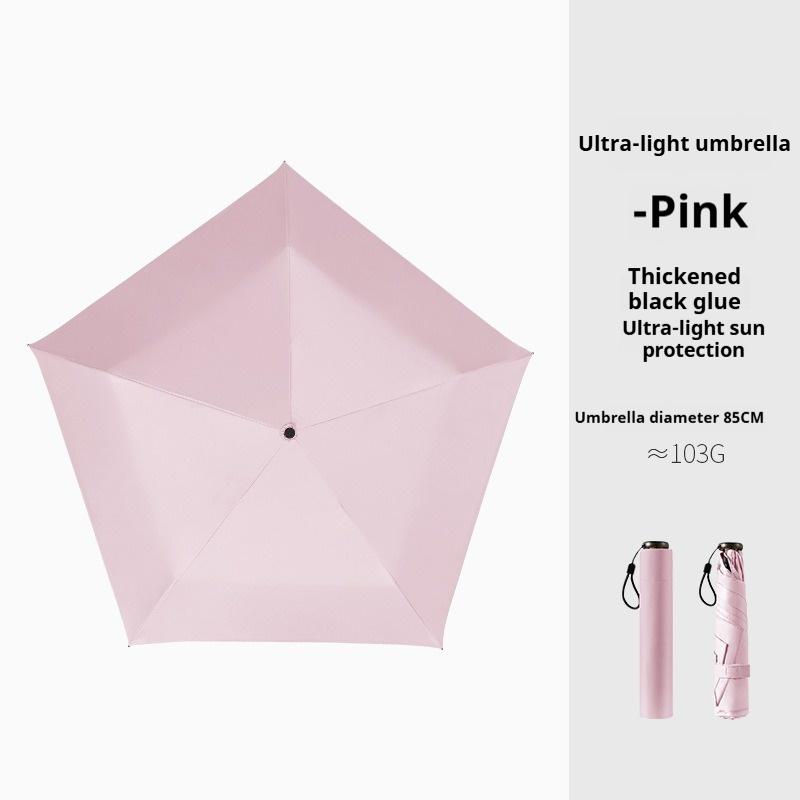Carbon fiber lightweight, compact and portable sun umbrella with sun protection and UV protection, pencil feather umbrella metal-fiber composite&6K розовый