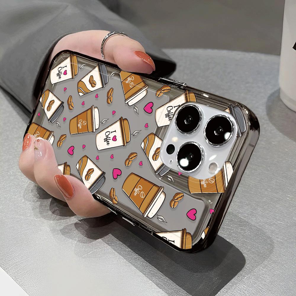 Love Milk Tea Cup Phone Case iPhone 15 Pro Max 11 12 13 16 14 Plus 7 8 XS Silicone Shockproof Case Lens Protector Shell