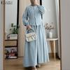 Women Casual Fake Two Piece Patchwork Long Sleeve Loose Dress