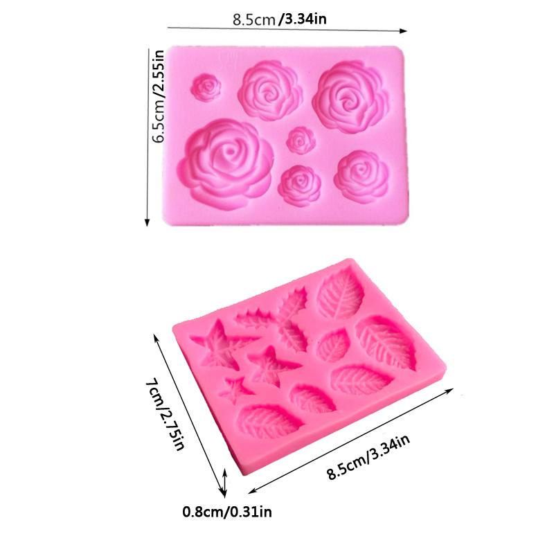 Rose Petal Flowers Leaf Silicone Mold DIY Cake Baking Decoration Fudge Pudding Chocolate Mold Flowers Jewelry Baking Supplies