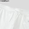 INCERUN Men Drawstring Elastic Waist Side Mesh Patchwork Shorts Pajamas
