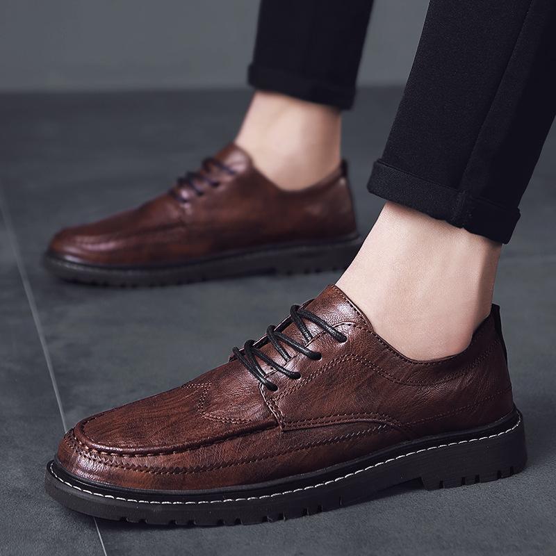 Lace-up Men's Shoes British Formal Men's Leather Shoes Europe, America 2025 Spring Youth Business Leisure Korean Version Small Leather Shoes