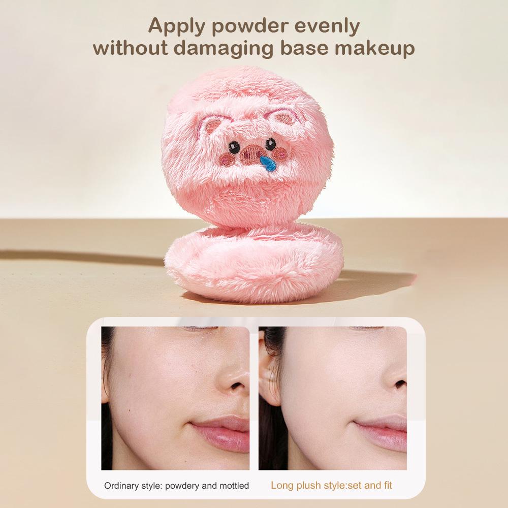 GECOMO Bear Long Velvet Powder Puff No Powder Blush Setting Flocking Powder Puff Plush Air Cushion