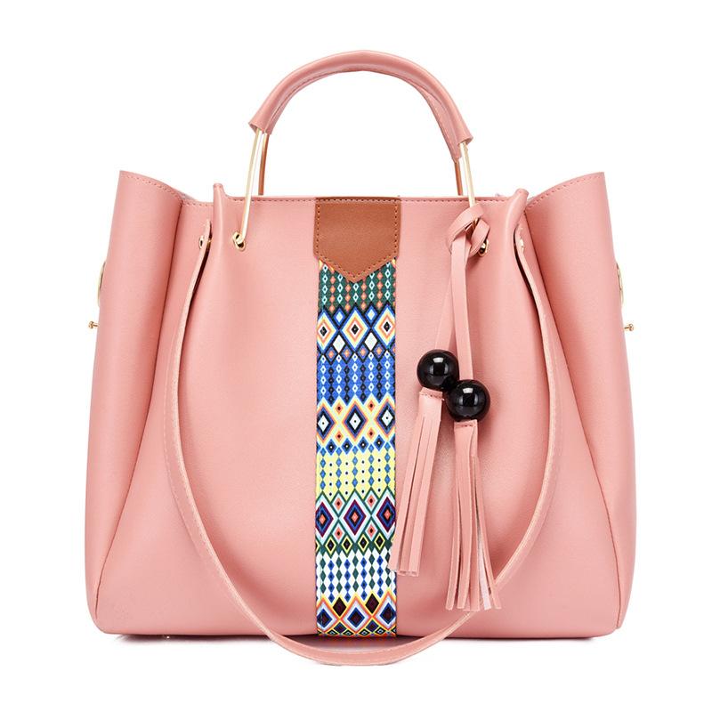 New Women's Bag Fashionable Three-piece Set, Mother and Child Bag Contrasting Color, Portable Shoulder Messenger Bag, Color Splicing Bucket Bag.