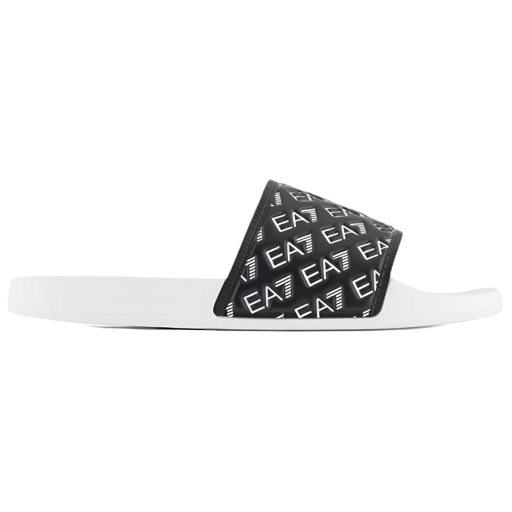 Emporio Armani EA7 Couple Letter Strap Beach Round Toe Flat Non-Slip Slide Sandals Unisex sandals Black 7X000109AF15125FC079