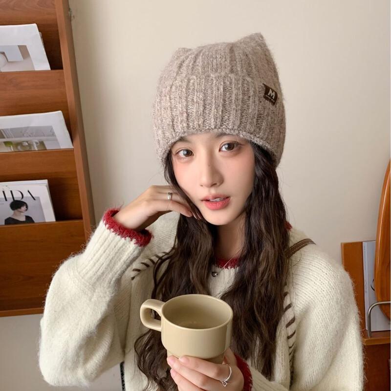Japanese Sweet Knitted Plush Hat for Women