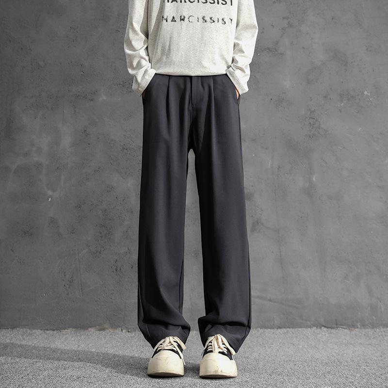 Men’s High-Waisted Black Loose-Fit Straight-Leg Dress Pants – New Autumn Casual.