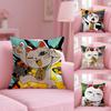 D-Dan Da D-Dan Lucky Cat Cushion Cover Soft Short Plush Double-Sided Printing Home Decor Machine Washable Pillow Case Gift