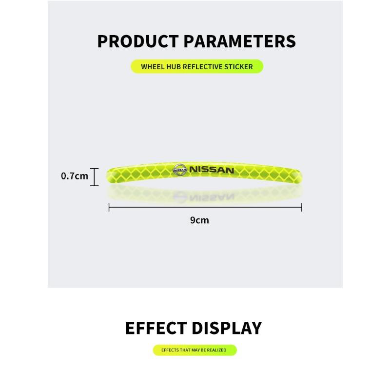 Auto Radnabe Reflektierende Aufkleber Reifen Felge Leuchtendes Zubehör Für Nissan Nismo Almera Tiida Juke Teana Qashqai 350Z 370Z GTR