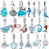 Original 925 Silver Ocean Charms Necklace Sea Star Whale Seahorse Shell Beads Marine Life DIY Jewelry