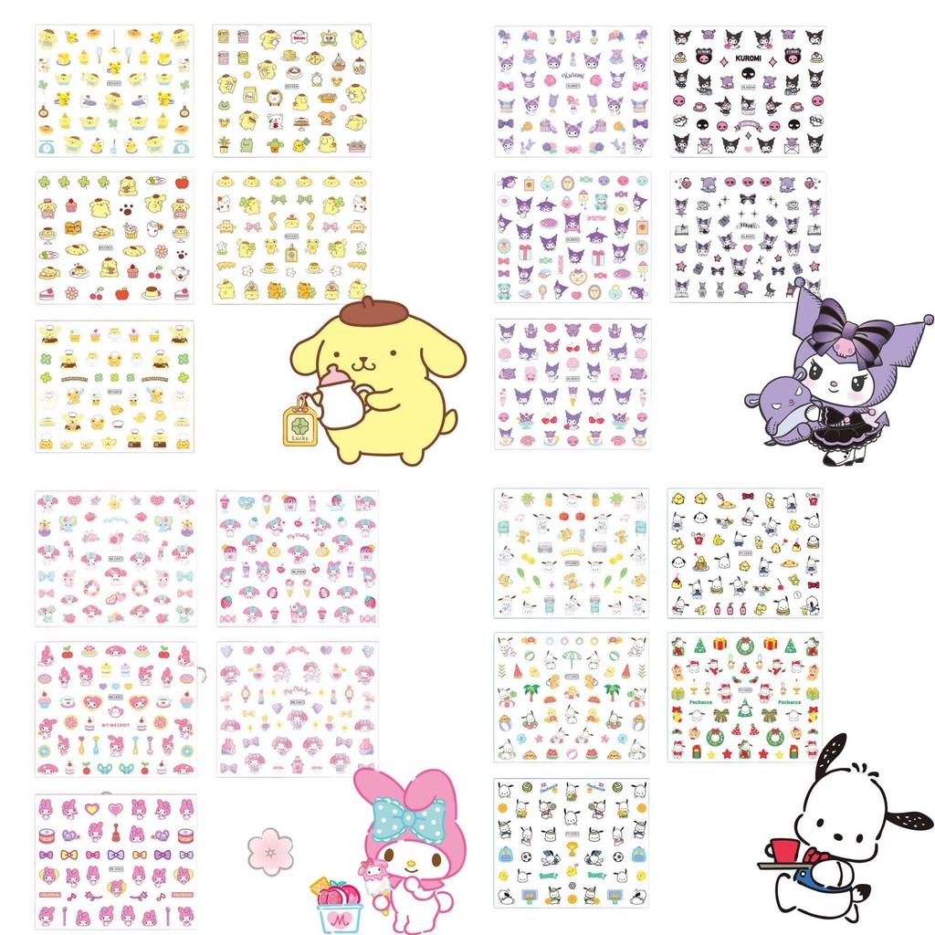 Nail Stickers for Kids, 20 Sheets Cute Cartoon Nail Art Stickers, DIY Fun Nails Decals for Girls 3-10 Years Old, Self-Adhesive 3D Stickers for Part