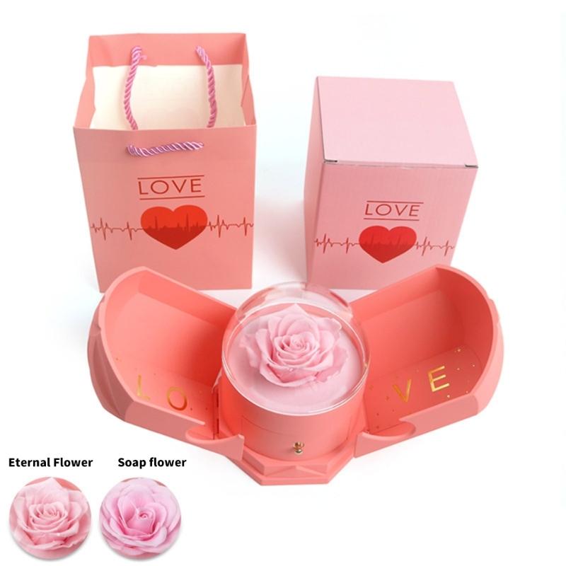 Forever Flower Jewelry Box Creative Flower Jewelry Box Necklace Storage Container for Wife's Special Occasion