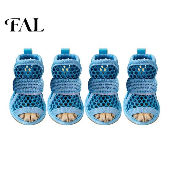 Adjustable Hook And Loop Dog Shoes 4Pcs for Hot Pavement, Breathable Mesh Boots, Summer Easy On Off Boots Paw Protectors with Non-slip Soles