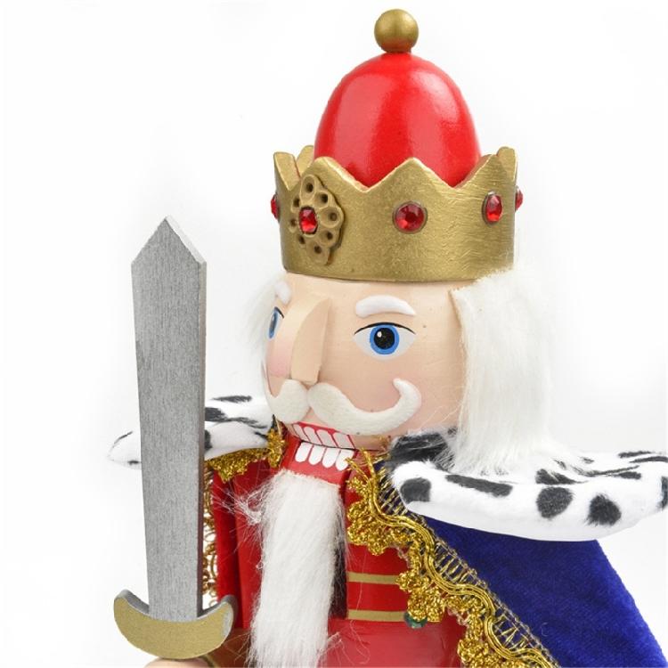 Klassisk Nötkrossare Soldat Skulptur 38 cm Handgjord Trä Juldekoration För Festival Inredning