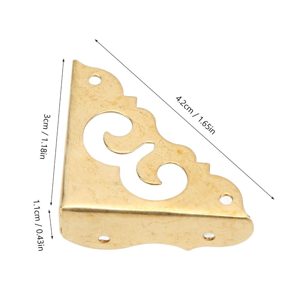 10pcs Furniture Gasket Vintage Metal Corner Protector Gold Metal Corner Protectors Mounting Nails Corner Guards Wooden Box