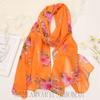 Fashionable Printed Sunscreen Scarf for Winter Women, Versatile Chiffon Long Scarf, Retro Neck Protection Scarf