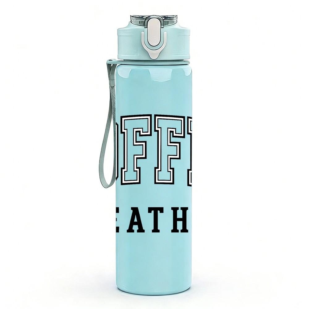 1PC Coffee Weather Bold Letter Print 750ml Color Plastic Sports Water Bottle Leakproof Flip Straw Lid Suitable for Sports Office Home Use