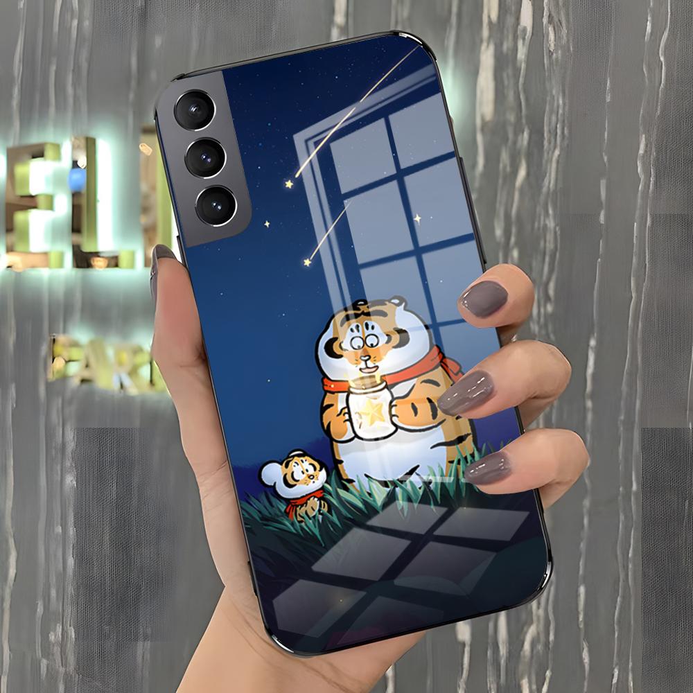 Funny Fat Tiger Phone Case For Samsung S26 S25 Plus S20 S20 Plus S22 Ultra S23 FE S21 Plus S21 Ultra Glass Cover