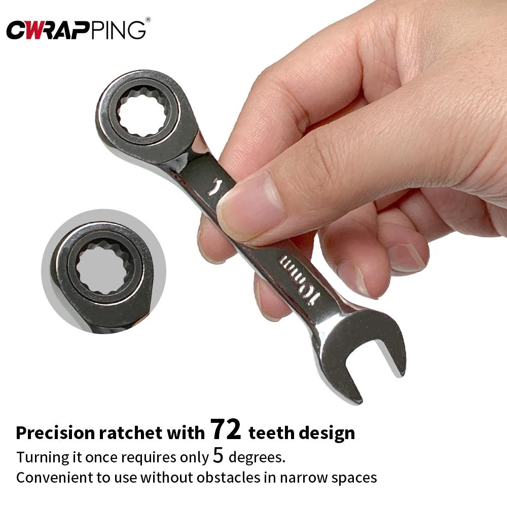 6-10mm Handheld Short Handle Double-head Wrench Kit Chrome Vanadium Steel Portable Repair Tool Suitable for Automotive Bicycles