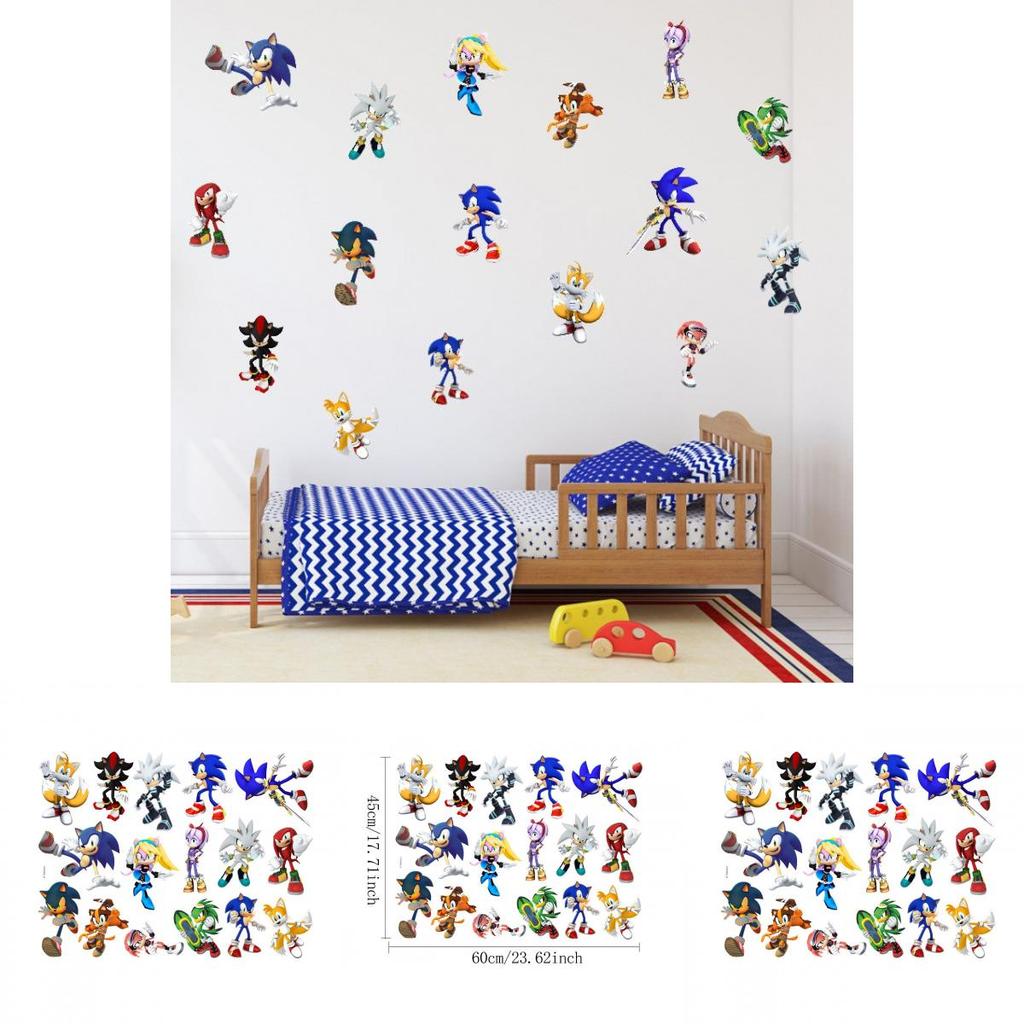 Sonic Pattern Self Adhesive Wall Sticker Background Decor For Kids Room Living Room Bedroom And Hallway